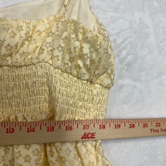 Urban Outfitters Large Riley Babydoll Mini Dress Sheer Ivory Floral Summer Girly - Picture 13 of 14